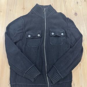Converse Black Zip-Up Sweater with Front Pockets